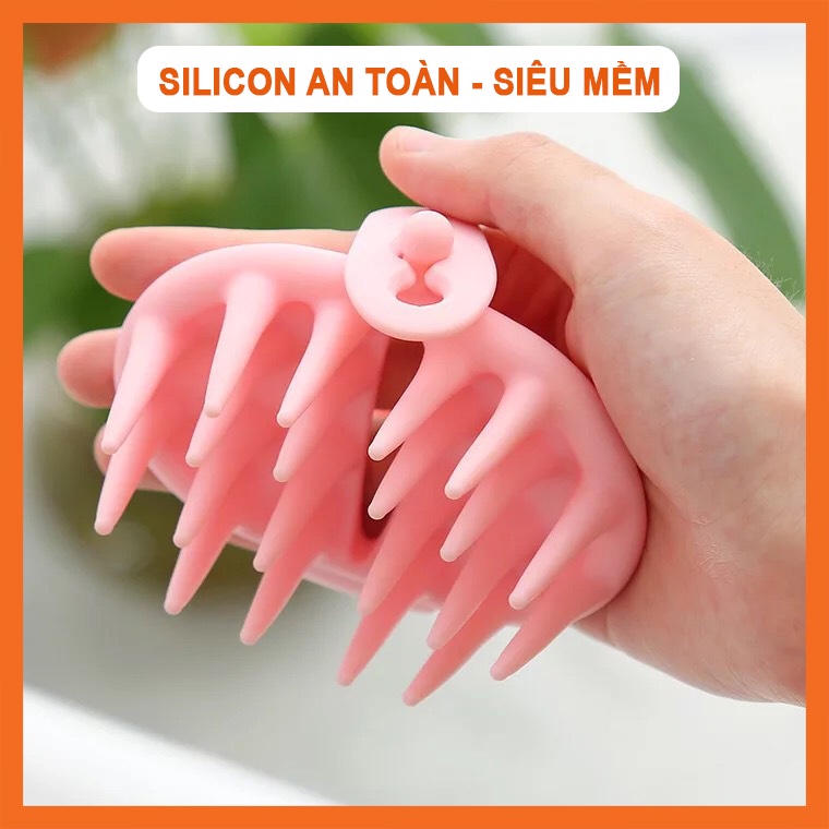 Lược gội đầu silicon Siêu mềm chuẩn an toàn chất lượng FDA ; Lược chải tóc massage gội đầu mềm nhất - LOẠI TO