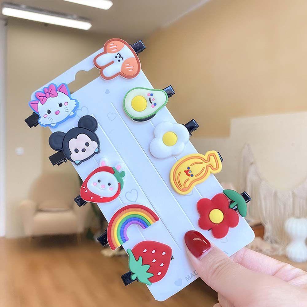 Set 10 Kẹp Tóc Họa Tiết Hoạt Hình Xinh Xắn Cho Bé