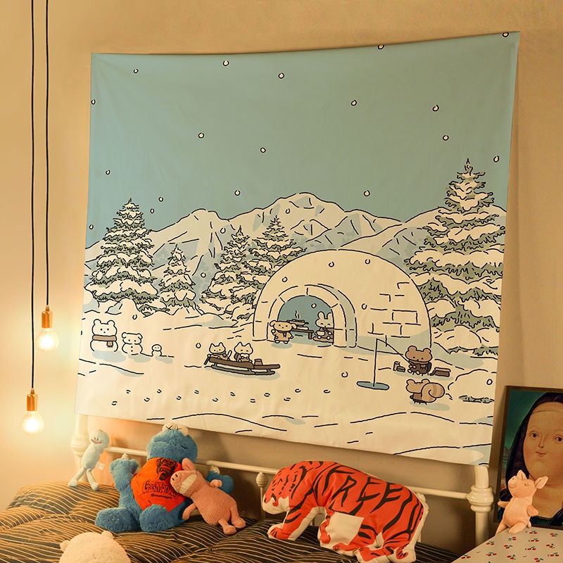 Thảm vải canvas treo tường họa tiết hoạt hình trang trí phòng ngủ