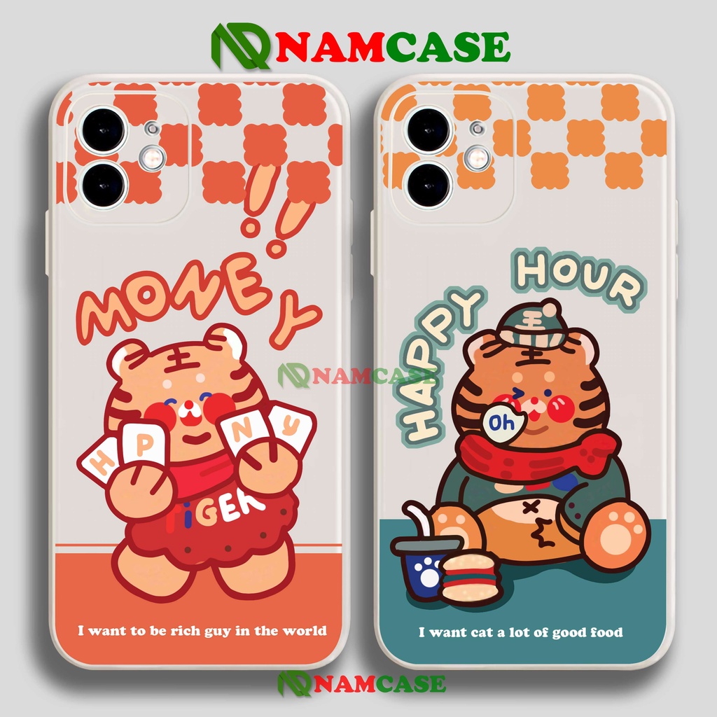Ốp lưng iPhone cặp đôi cạnh viền vuông silicon dẻo cho iphone 6/6s/7/8/X/XS/XR/11/12/13 Pro Plus Max Hổ tiger cute