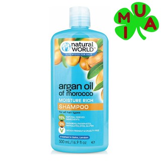 Dầu gội hữu cơ giảm rụng tóc và gàu Natural World Argan Oil 500ml