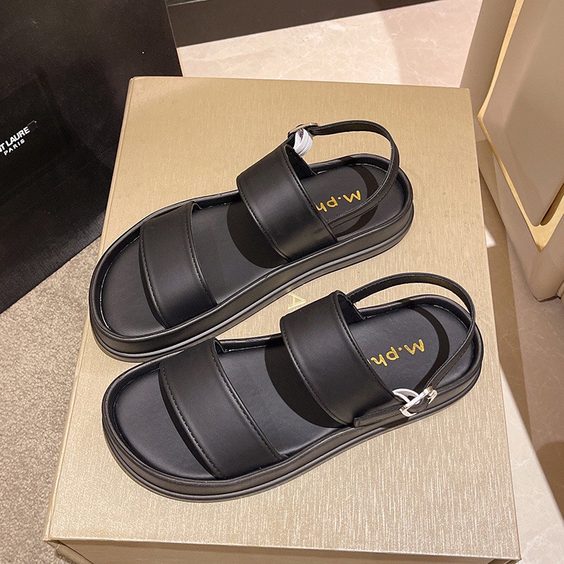 Có sẵn Dép quai hậu 2 quai khóa vuông đế siêu nhẹ cao 3,5cm, sandal nữ đi học bánh mì