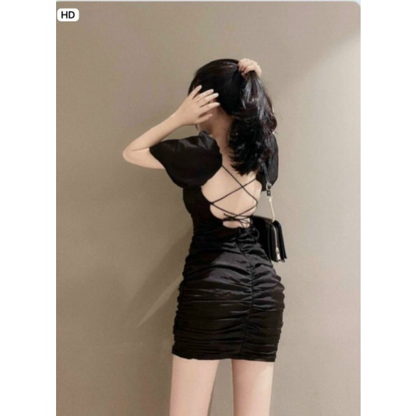 Đầm body nhún đan dây lưng ( video tự quay )