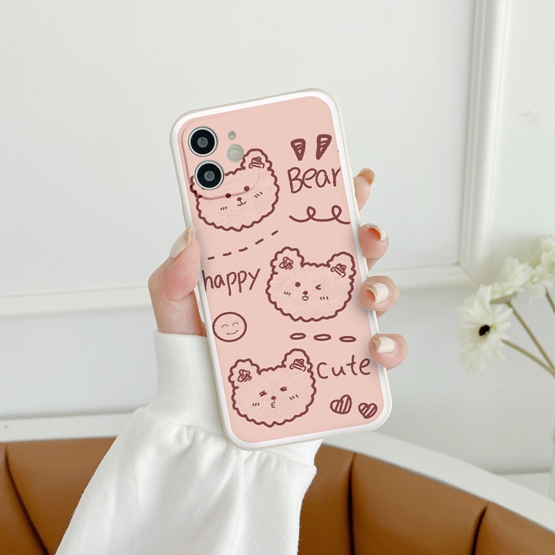 Ốp lưng iphone Mặt gấu nhỏ  cạnh vuông chống sốc cho iphone 7plus 8plus x xsmax 11pro max 12pro 12promax13promax tr1174