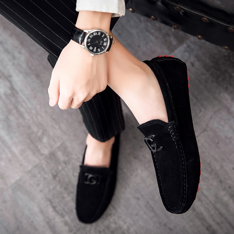 Giày lười da lộn màu đen cho nam | BigBuy360 - bigbuy360.vn