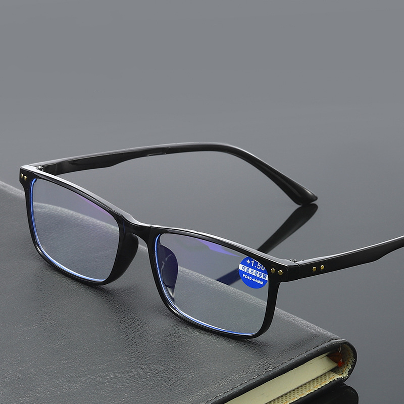 Kính đọc sách gọng kim loại màu đen chống ánh sáng xanh phong cách Hàn Quốc