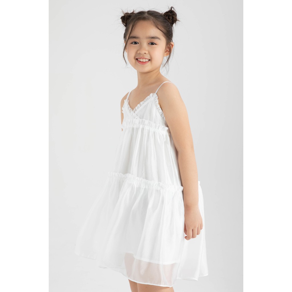 Đầm lụa 2 dây diềm bèo bé gái IVY moda MS 41G1267