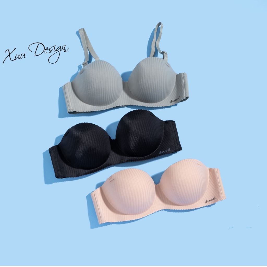 Áo lót nâng ngực su đệm dày không gọng XUU, thiết kế quả tròn đơn giản AV05