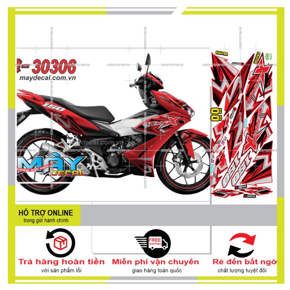 TEM XE WINNER X DÁN XE ĐỎ 30306 -- SHIN DECAL 2