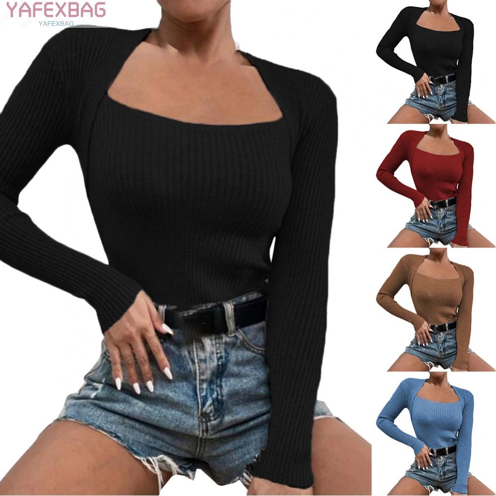 Women's Tops Slim Fit Women's Fitted Bodycon Tunic Blouse Knitted Bottoming
