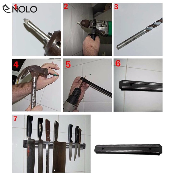 Khay Kệ Gắn Tường Treo Dao Kéo Dụng Cụ Cầm Tay Bằng Lực Hít Nam Châm Chất Liệu Nhựa ABS Chiều Dài 33cm