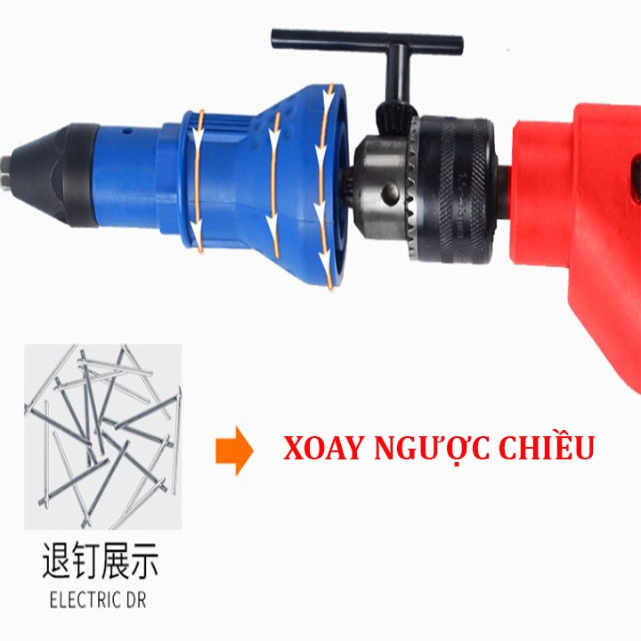 Đầu rút đinh tán,đinh rive gắn máy khoan tiện dụng
