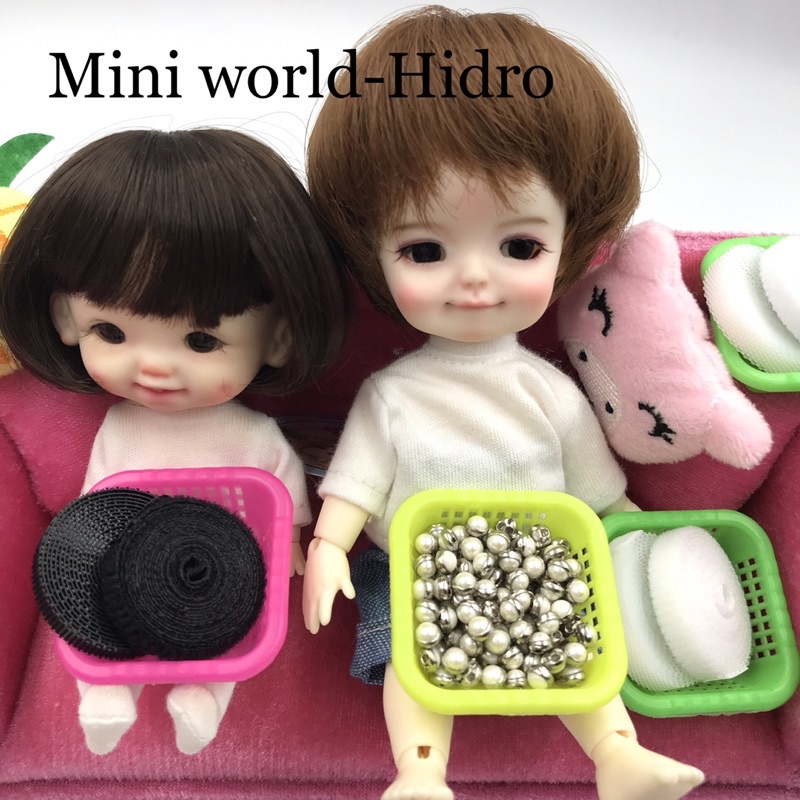 Phụ liệu may quần áo búp bê, nút áo, miếng dán may đồ doll