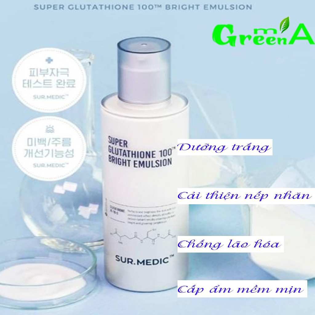 Sữa Dưỡng Trắng Sur.Medic+ Super Glutathione 100 Bright Emulsion 120ml Dưỡng Trắng Cải Thiện Các Dấu Hiệu Lão Hóa