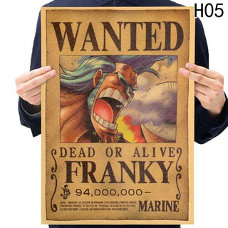 Poster hình nhân vật One Piece phong cách Retro