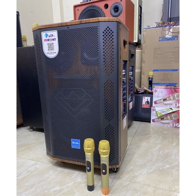 Loa kéo AZPro 2506A - Bản cải tiến có reverb - Loa kéo di động 3 đường tiếng bass 4 tấc - Tặng kèm 2 micro không dây