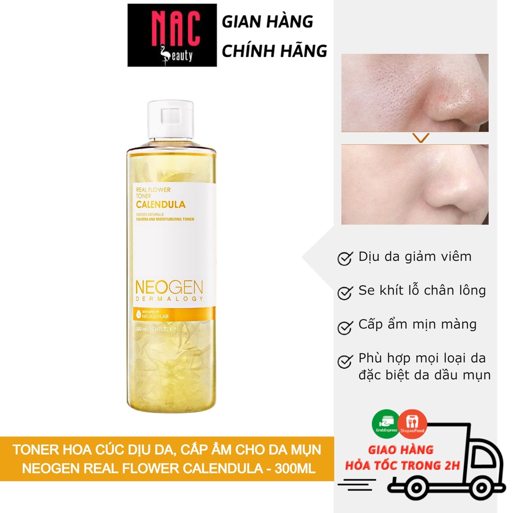 Toner Hoa Cúc Làm Dịu Da, Siêu Cấp Ẩm Cho Da Mụn Neogen Dermalogy Real Flower Toner CALENDULA 300ml