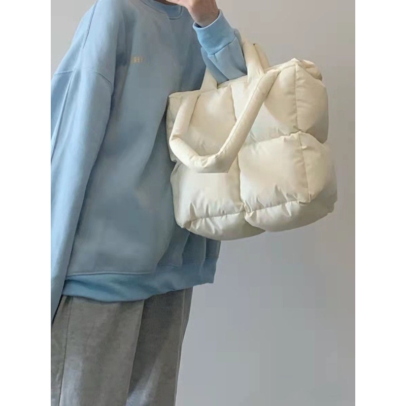 IELGY Niche Túi tote cotton Mềm Mại Hình Vuông Họa Tiết Kim Cương Dành Cho Nữ