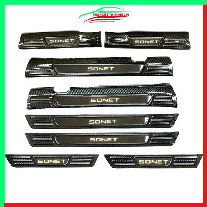 Ốp bậc cửa, nẹp bước chân Sonet 2021-2024 vân cacbon chống trầy bảo vệ trang trí xe