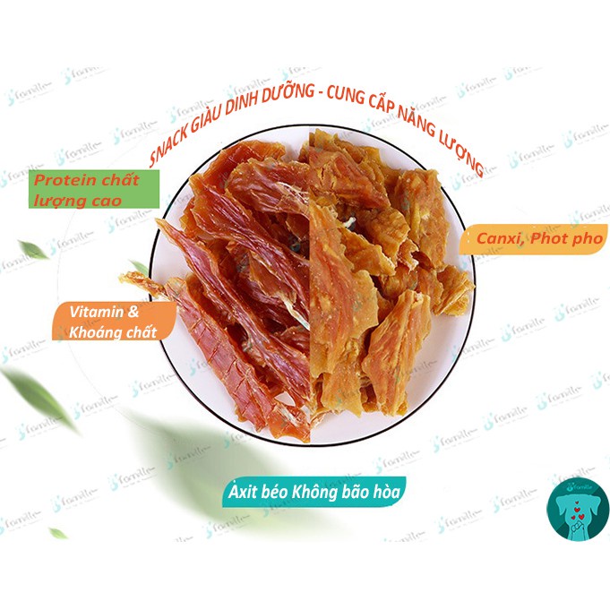 [THANH MÁT]Đồ Ăn Vặt Cho Thú Cưng JFamille, Khô Vịt Cắt Lát, Giàu Đạm, Giải Nhiệt, Giảm Chảy Nước Mắt. Gói 100gr - JF101