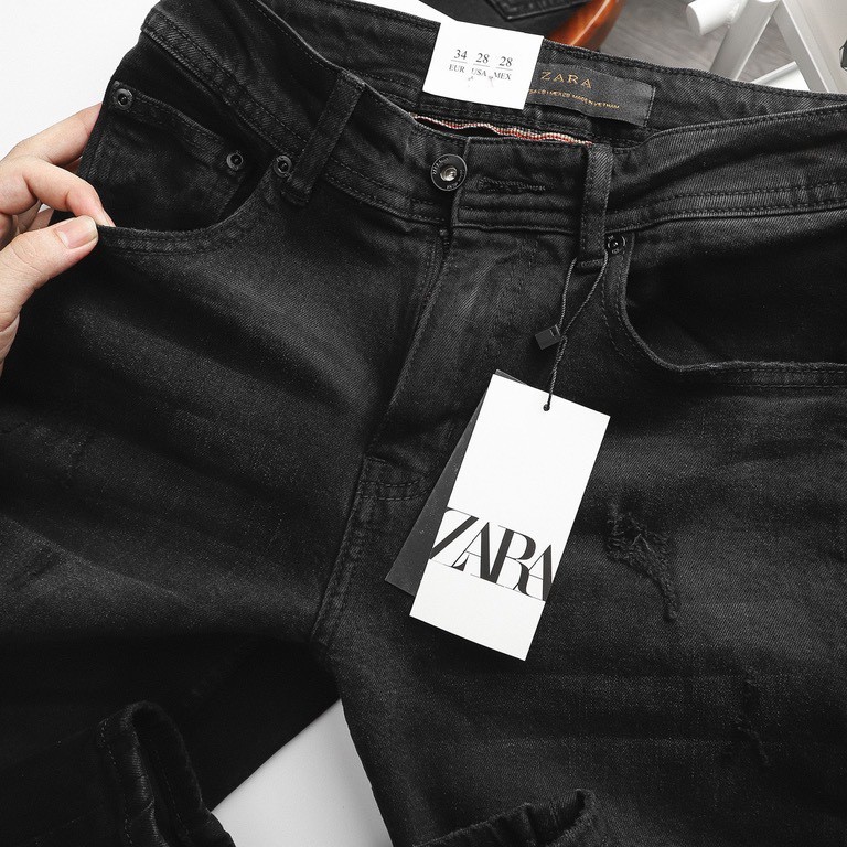 Quần Jean Nam Zra xám cào xước hàng vnxk - Chất vải jean gốc không phai