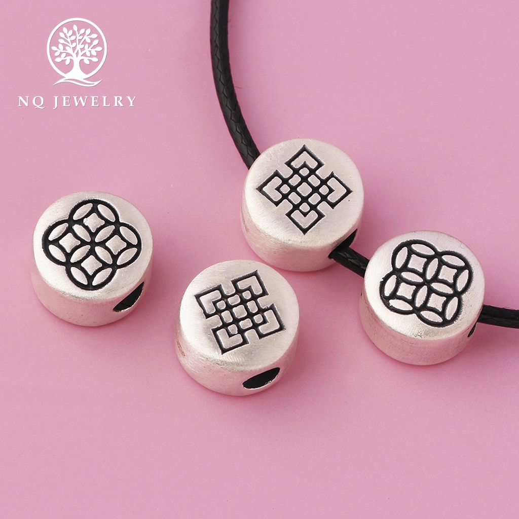 Charm bạc xỏ ngang họa tiết - NQ Jewelry