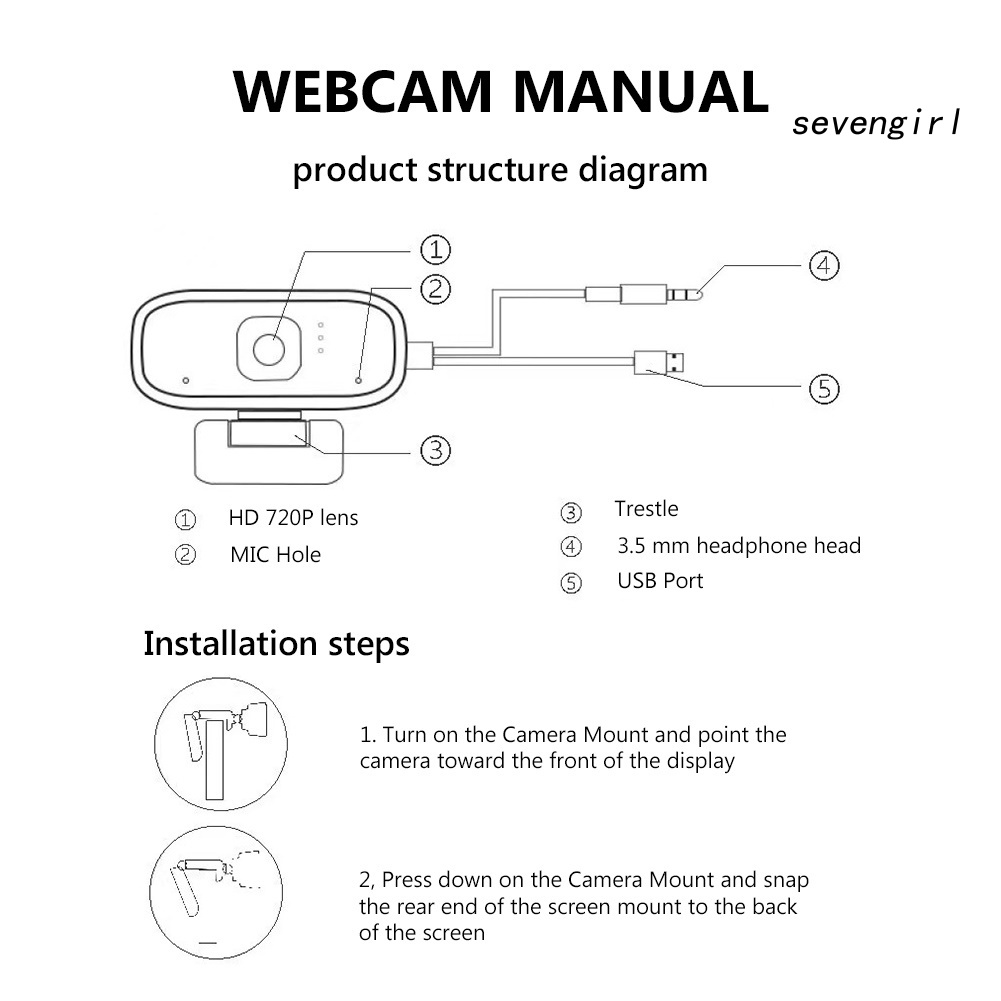 Webcam Sev-Usb 2.0 720p Cho Máy Tính | BigBuy360 - bigbuy360.vn