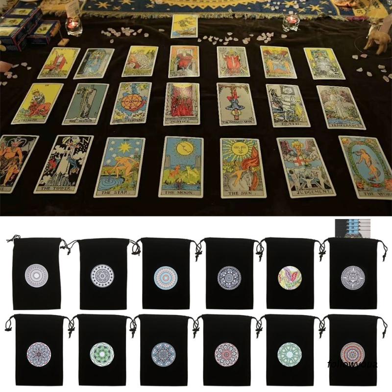 Túi dây rút đựng bài tarot bằng vải nhung flannel