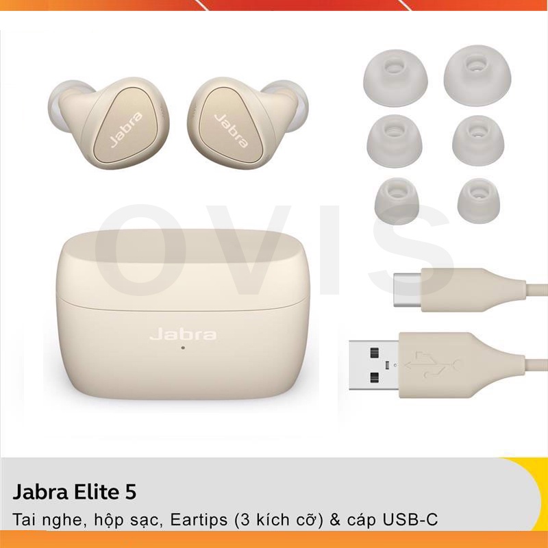 Jabra Elite 5 - Tai Nghe Nhét Tai True Wireless, Bluetooth, ANC, Hoạt Động Bền Bỉ, Đàm Thoại Siêu Mượt