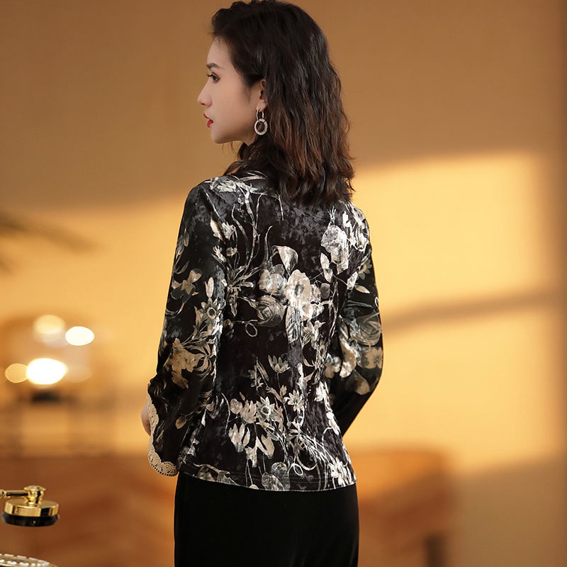 Sườn xám cách tân vải nhung phong cách retro Trung Hoa thanh lịch dịu dàng