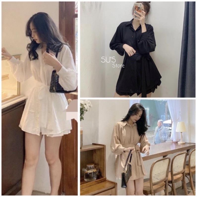 Áo Sơmi Dáng Dài Cúc Bấm Kèm Dây Đai A1730 Siêu Hot thêm trẻ trung, năng động và tự tin TF031