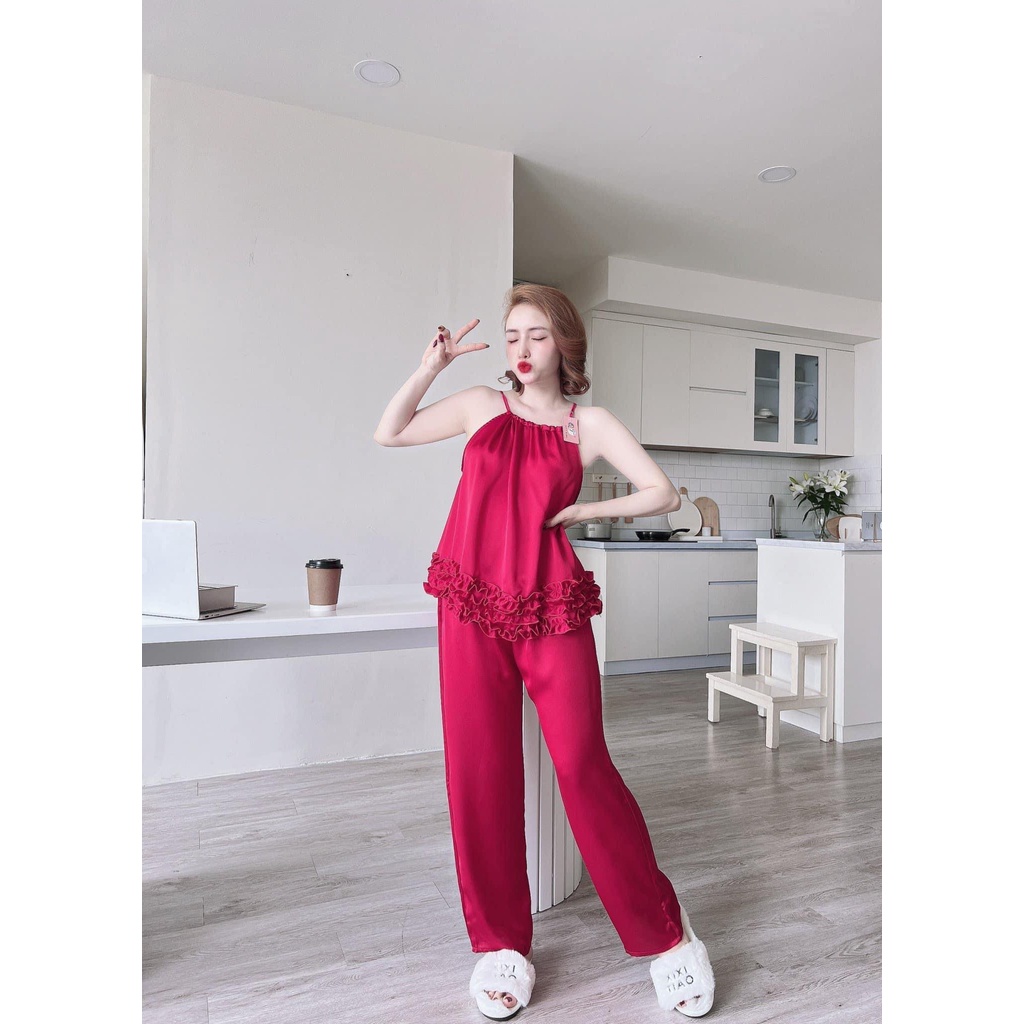 Đồ MặcNhà Cao Cấp,Sét Yếm Lụa Quần Dài Chất Lụa Lantin Mềm Mát