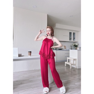 Đồ MặcNhà Cao Cấp,Sét Yếm Lụa Quần Dài Chất Lụa Lantin Mềm Mát
