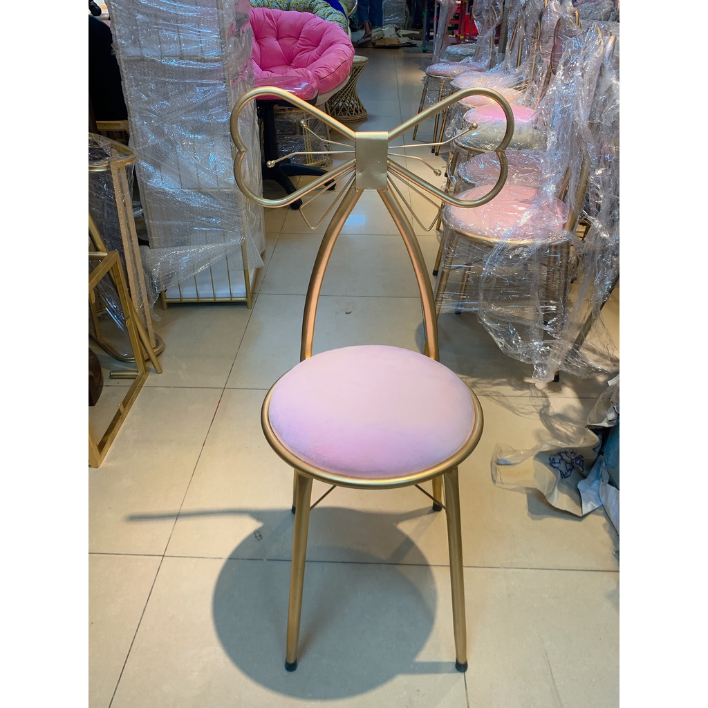 Ghế nơ trang điểm khung sắt nệm nhung