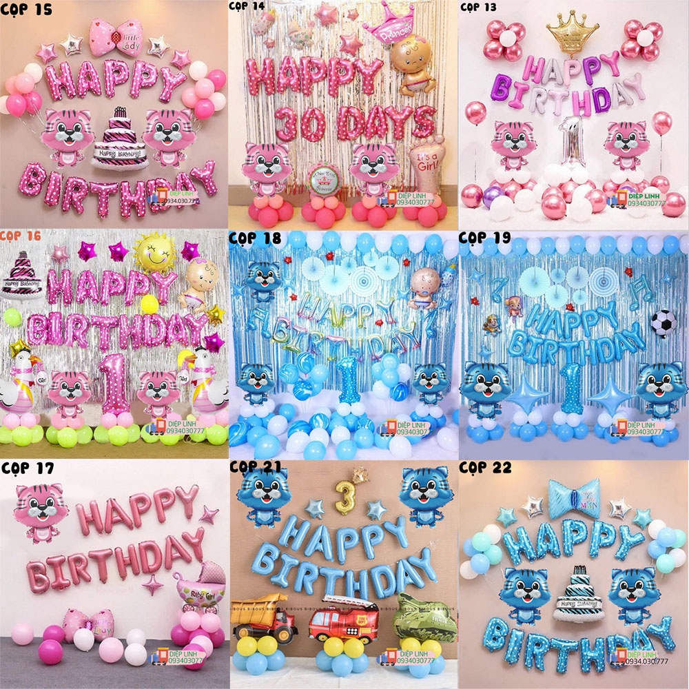 Set Bóng Trang Trí Sinh Nhật Bé Mẫu Hổ Cọp - Set Bóng Trang Trí Đầy Tháng Full Month Tuổi Dần Đơn Giản Đẹp