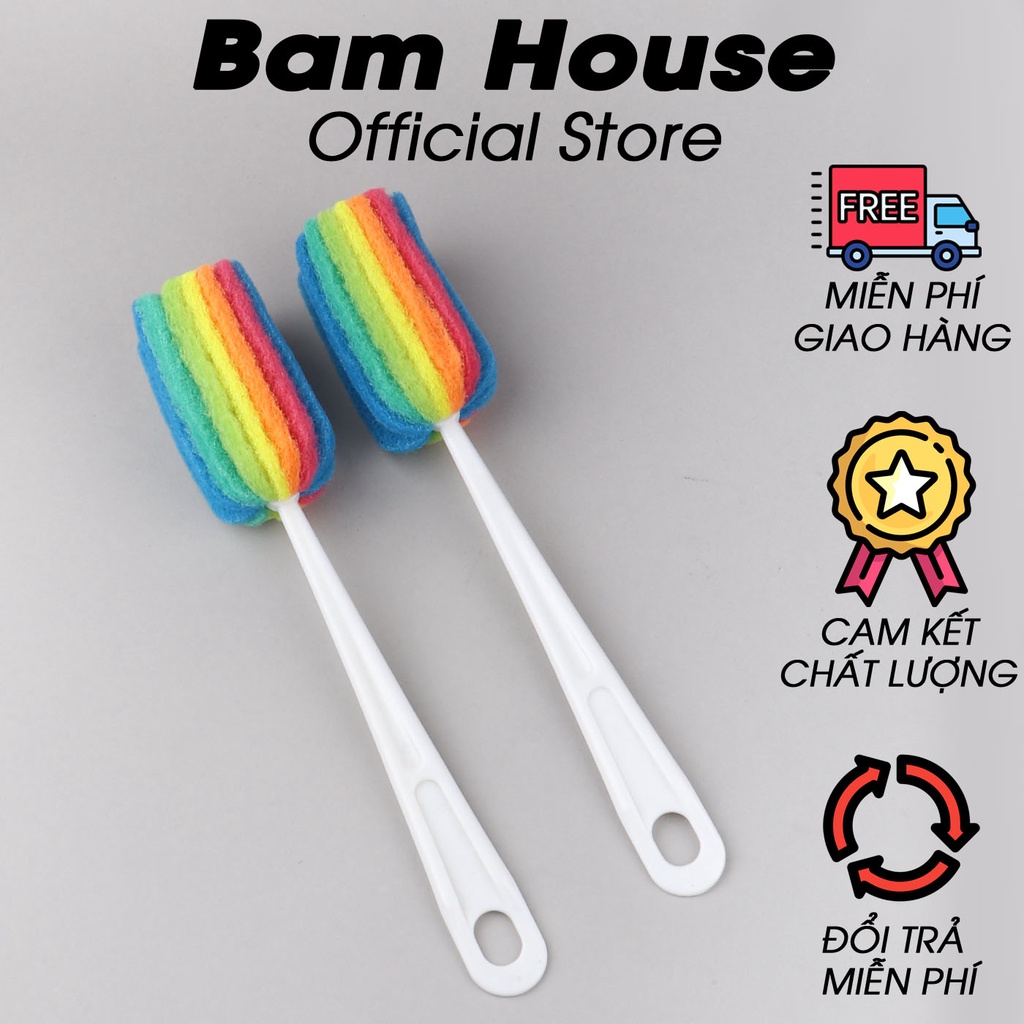 Dụng cụ chùi rửa ly, cốc, bình Bam House cầu vồng cao cấp CR01 - Gia dụng bếp