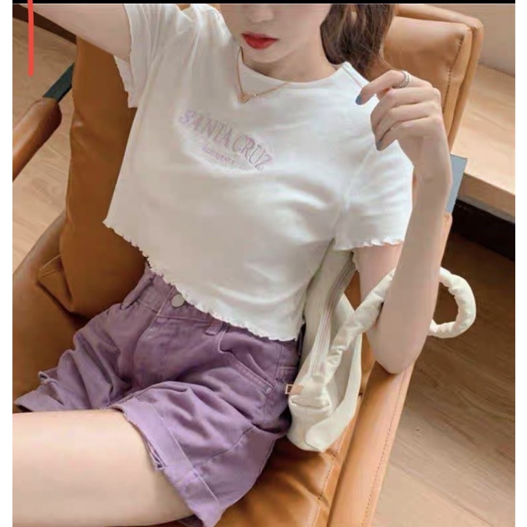 Áo croptop thêu SANTA rua gấu TT6