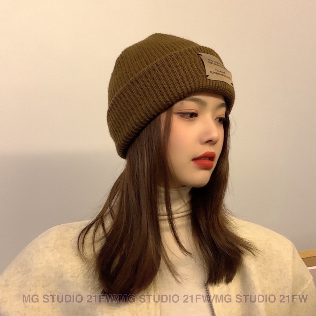 Mũ MG STUDIO bằng vải dệt kim phong cách cổ điển thời trang mùa đông có 7 màu tùy chọn