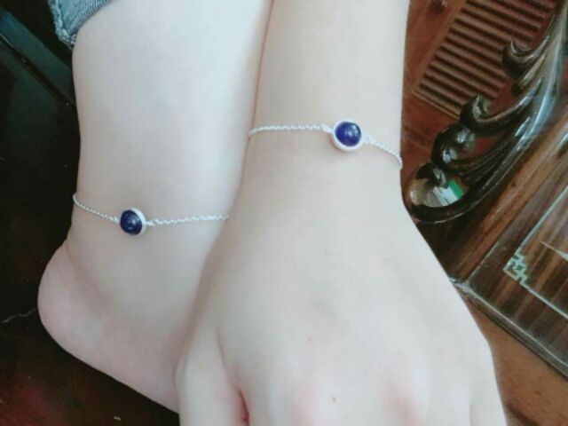 Bộ lắc chân tay bạc đá phong thủy