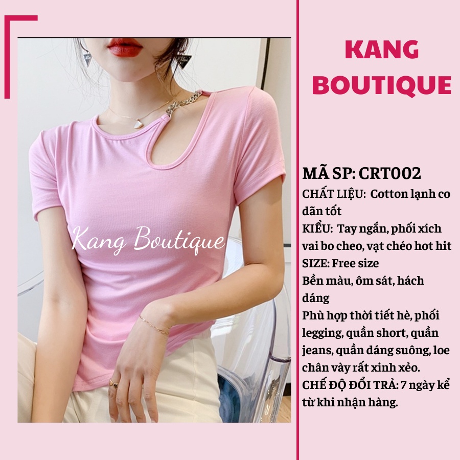 Áo croptop nữ ngắn tay kiểu hở vai dáng ôm basic hàng Quảng Châu Kang Boutique Mã CRT002