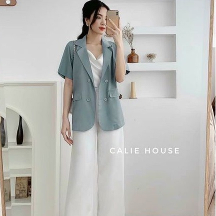 Áo Blazer Ngắn Tay Vải Mềm Và Mát Cho Mùa Hè Năng Động
