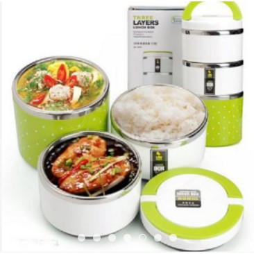 Hộp cơm giữ nhiệt 3 tầng ruột Inox tiện lợi (Hàng đẹp nhé chị em)