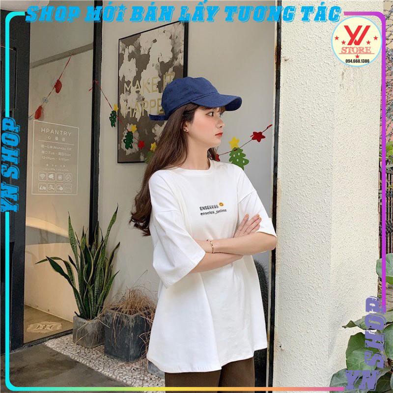 Áo thun tay lỡ unisex nam nữ in chữ ENSEENSS dáng thụng form rộng basic thấm hút mồ hôi
