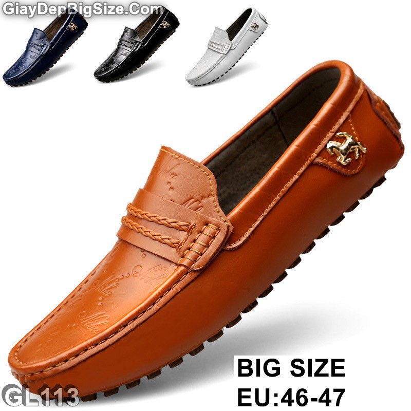 Giày mọi xỏ, giày lười big size cỡ lớn EU:46-47 cho nam chân mập bè u cao