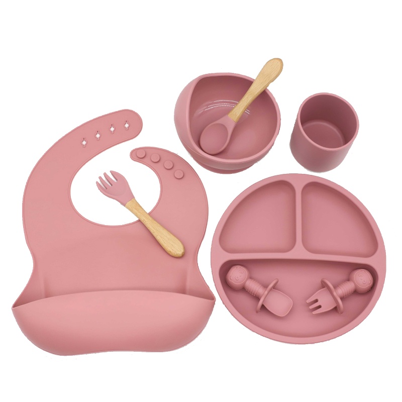 Bộ Dụng Cụ Tập Ăn 8 Món Bằng Silicone Cho Bé