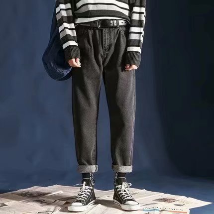 Quần Jeans Trơn Dáng Suông Phong Cách Thời Trang Hàn Quốc Dành Cho Nam Và Nữ