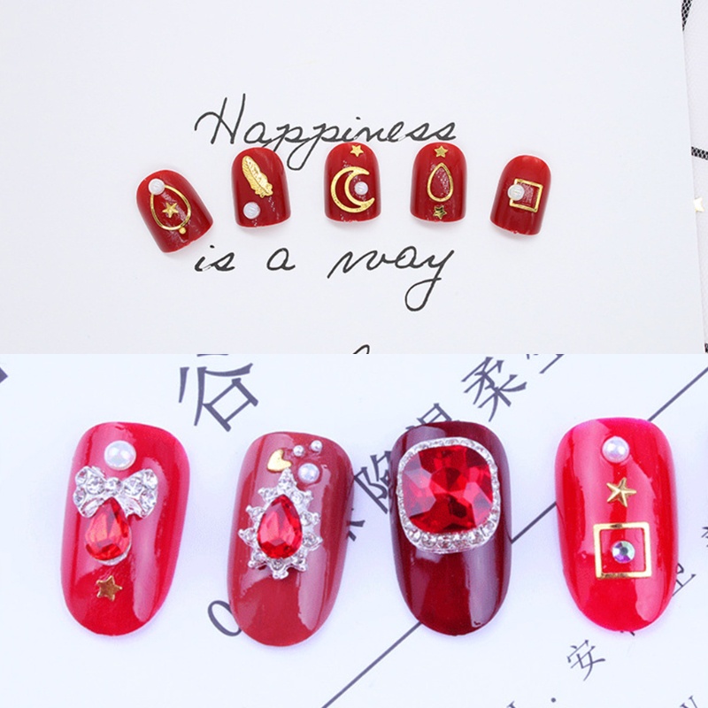 Bộ Hạt Pha Lê 3D Mặt Phẳng Đính Móng Tay DIY