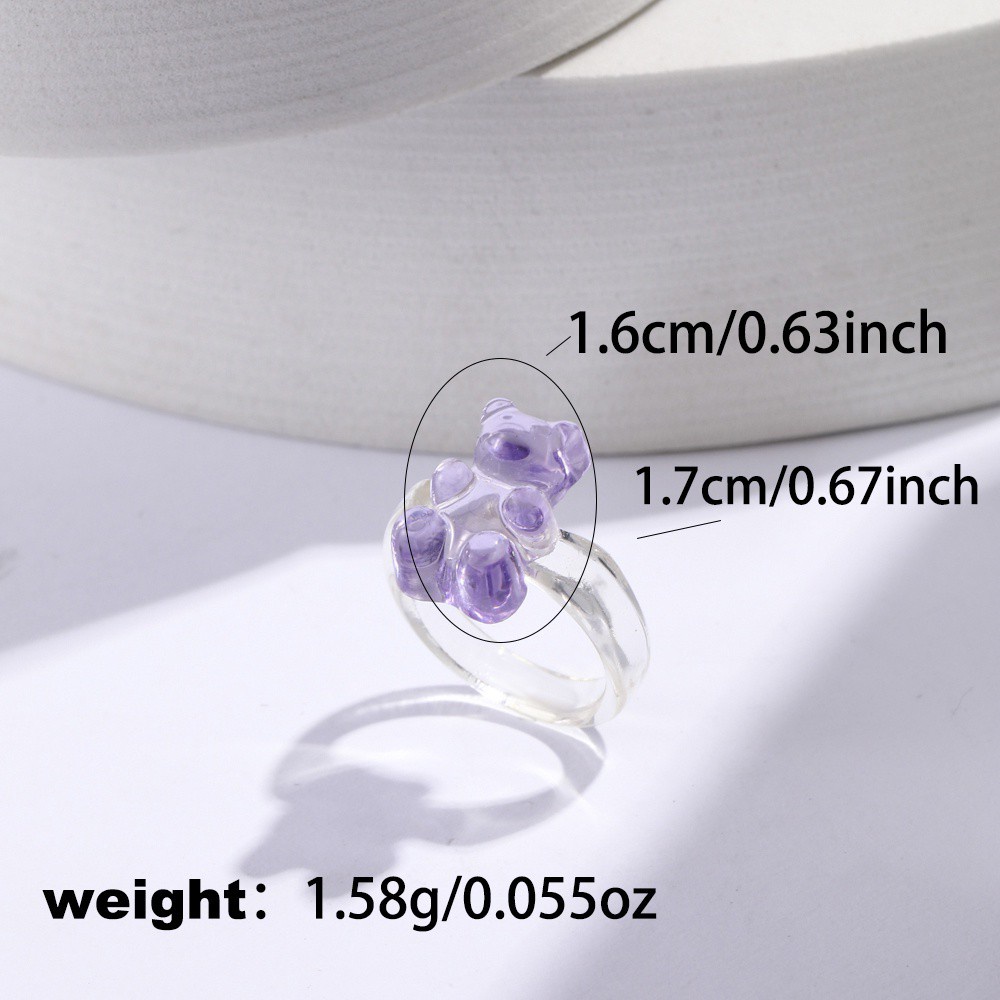 Nhẫn Nhựa Resin Trong Suốt Hình Gấu 2021 Nhiều Màu Sắc