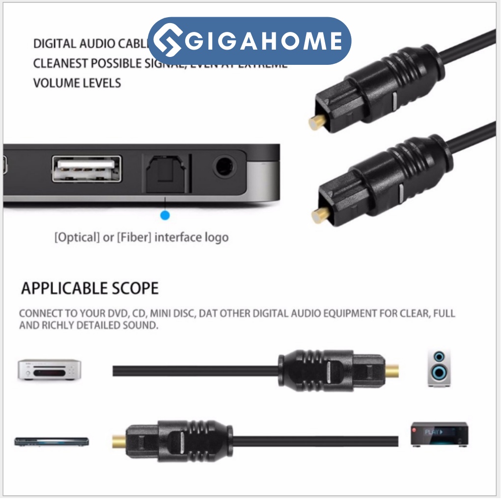 Dây Cáp Âm Thanh Mở Rộng Kết Nối 2 Đầu Cho Chất Lượng Âm Thanh Tốt GIGAHOME 1m 7131