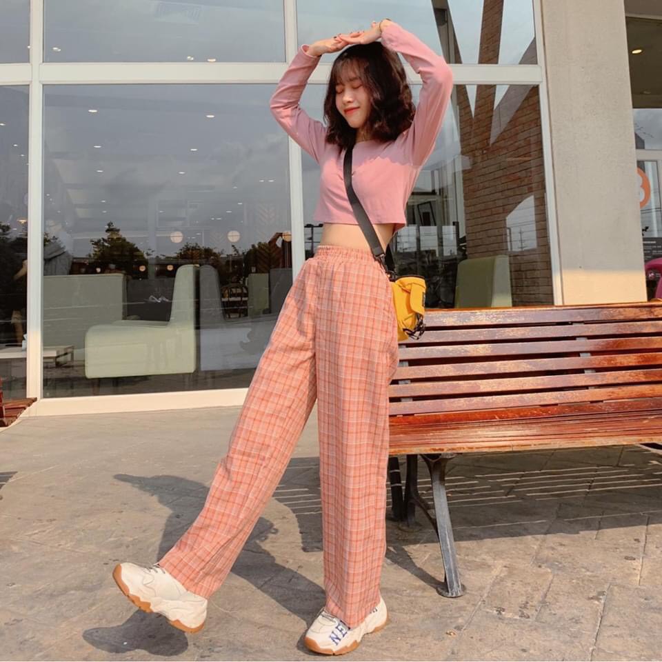 Quần CARO ỐNG RỘNG 2 Màu Ulzzang Unisex (Cùng FORM với CARO 12 MÀU) 1hitshop